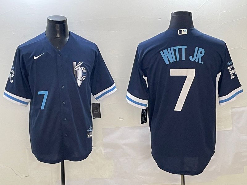 Men Kansas City Royals #7 Witt jr Blue City Edition 2025 Nike MLB Jersey style 1->kansas city royals->MLB Jersey
